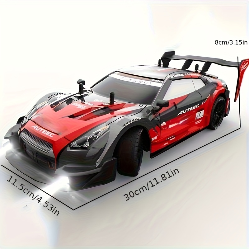 1:16 Scale 4WD RC Racing Drift Car - 2.4GHz High-Speed 30km/h Remote Control Car with LED Lights, USB Rechargeable LiPo Battery & RTR Design - Outdoor Toy Car for Adults, Boys, Girls (Red/Green/Black), Sporty Appearance, Durable Build