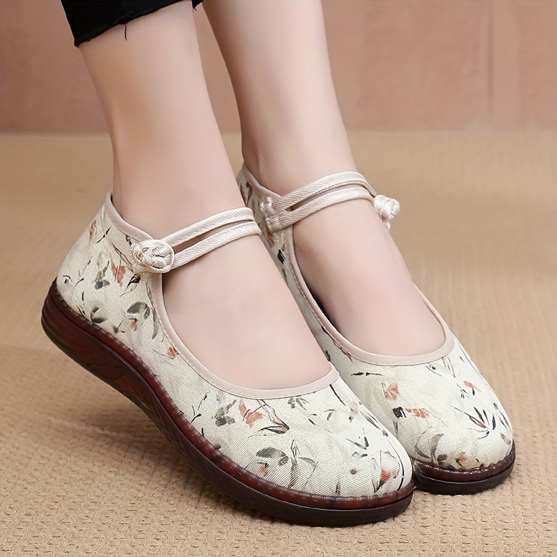 Women Classic Floral Print Embroidered Shoes Chinese Style Ballet