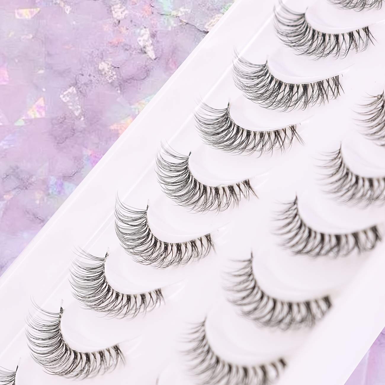 10 pairs 3d doll natural fluffy cross eyelashes hypoallergenic b c d 6 9mm 13 15mm length transparent stem invisible extension for eyes daily light makeup 006d 3 details 4