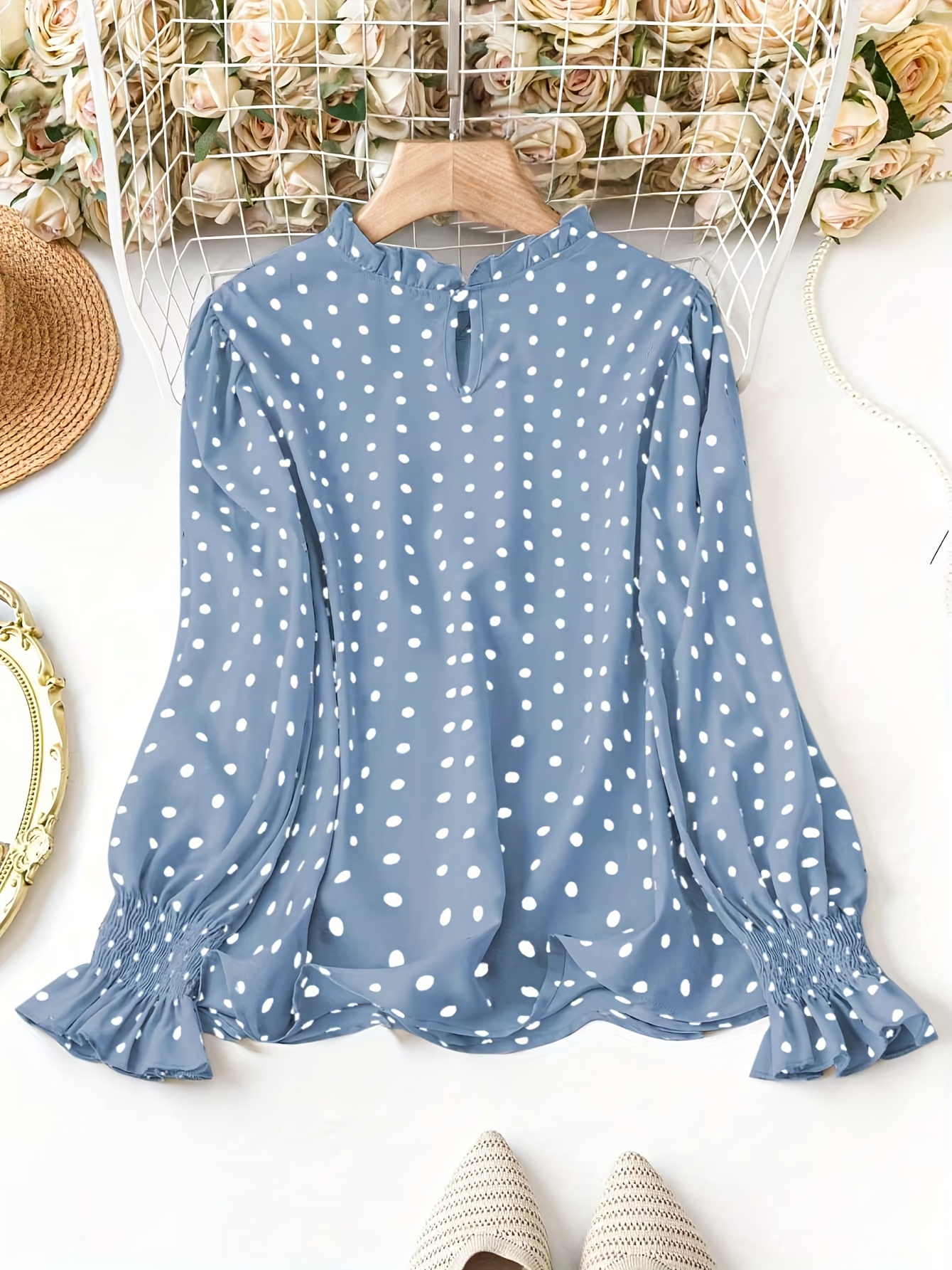womens plus size polka dot collar blouse elegant Temu United