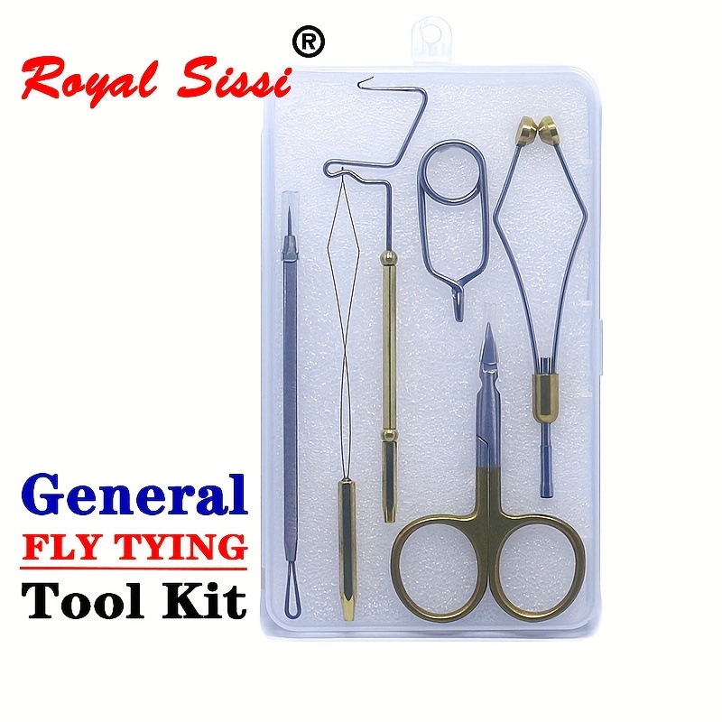 

6 Tools Set Portable Fly Tying Tools Kit With Storage Box Fly Tying Scissors Dubbing Brush Assorted Common Used Fly Fishing Tackle Kit