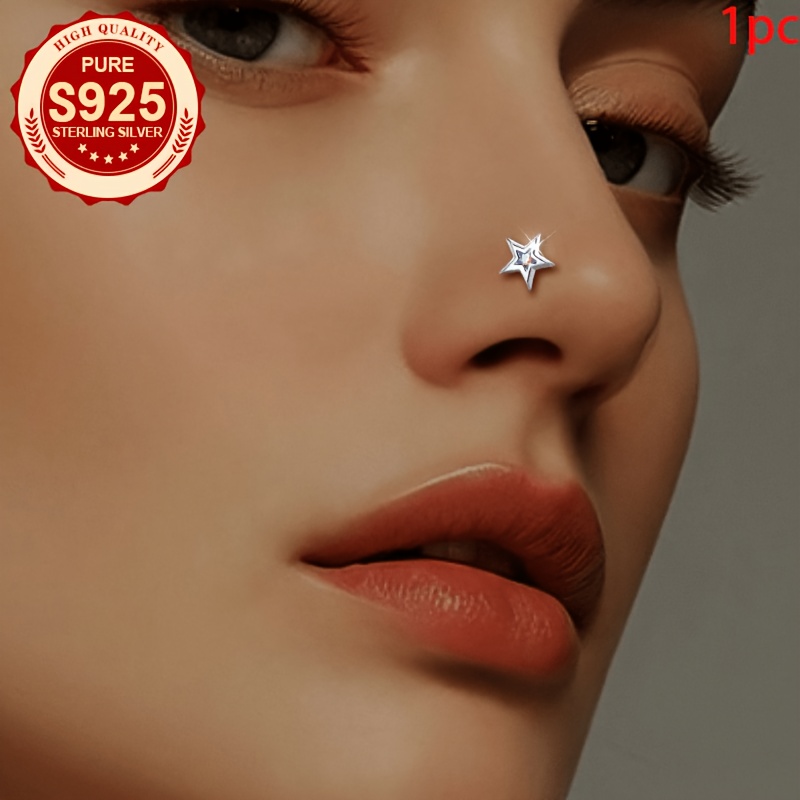 Women's Iridescent Five-Pointed Star Nose Stud, Cute Design