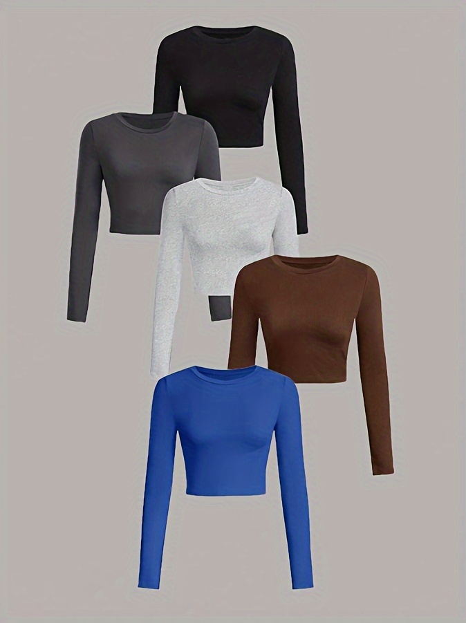 5 pc set of women's long sleeve crop top sold by 100 Spartans