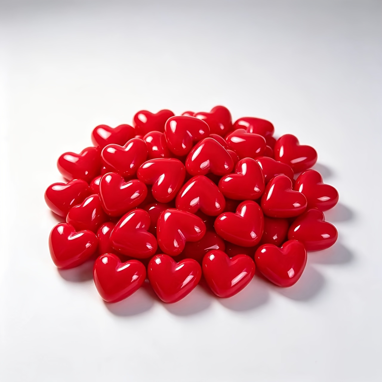 TEMU Lot de 42 perles d'espacement ABS de cœur rouge brillant 1,7 cm x 1,5 cm, perles creuses pour fabrication de bijoux de la Saint-Valentin,