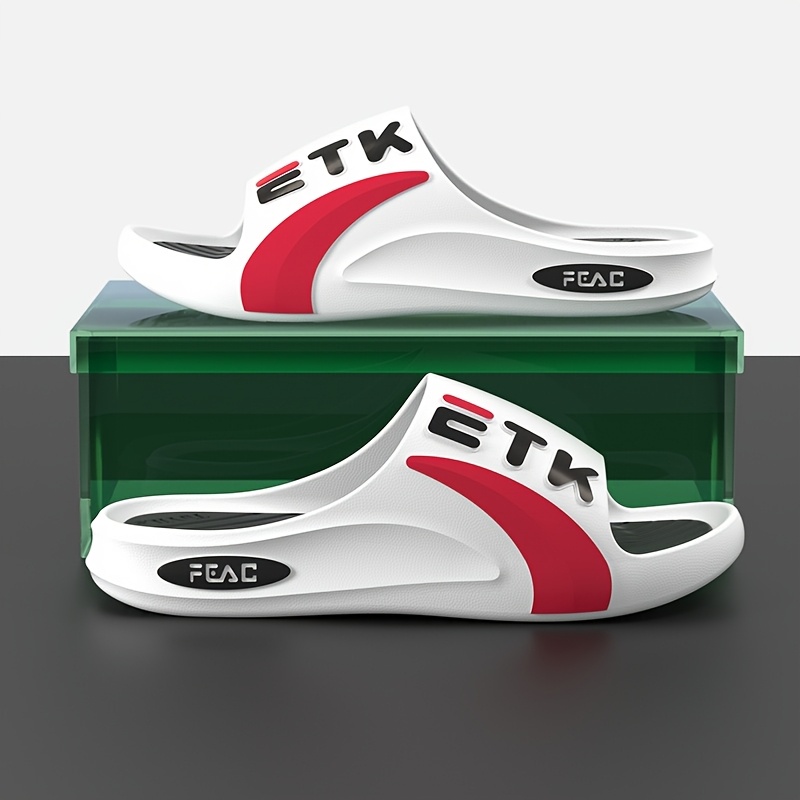 TK Letter Print Unisex Slippers - Black with Lime Green Accents, Durable PVC Indoor/Outdoor Beach & Bathroom Sandals, Comfortable Casual Footwear for Men & Women, Cute Slippers, Modern Slippers, Comfortable Wear