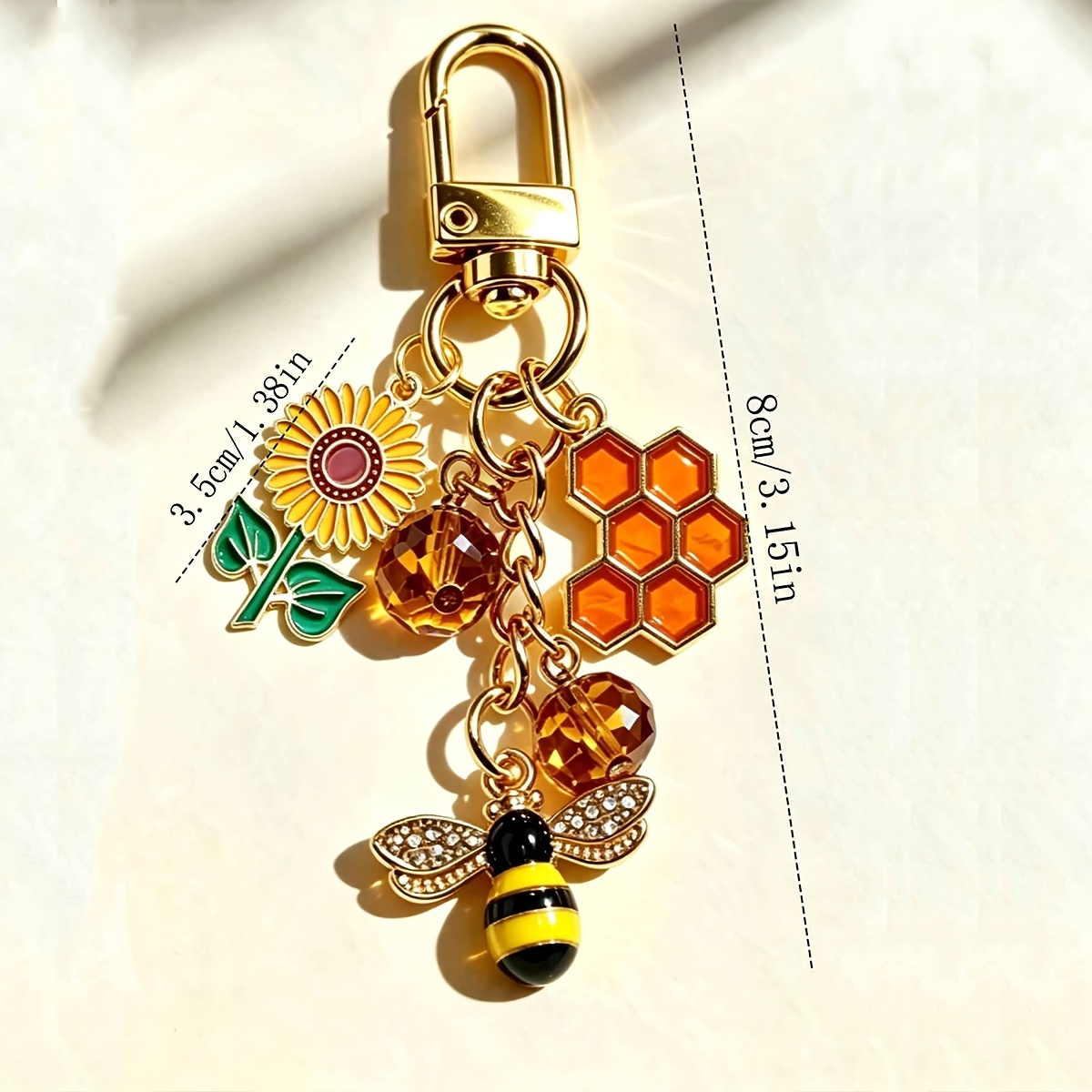 TEMU 1pc Fashion Alloy Fabric Bee-shaped Keychain, Unisex Key Accessory, Key Ring, Car Key Pendant, Phone Earphone Pendant, Bee Wallet Charm, Zipper