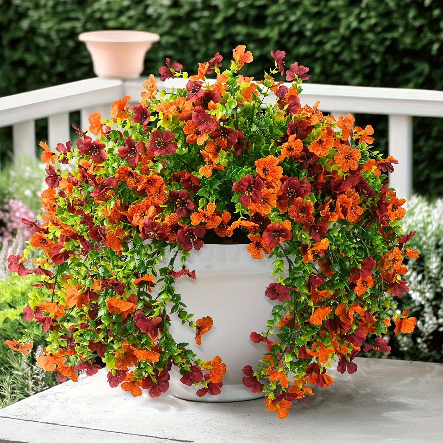 2pcs artificial hanging daisy plants uv resistant spring decoration suitable for indoor outdoor home porch or     in white potted plants durable plastic flowers