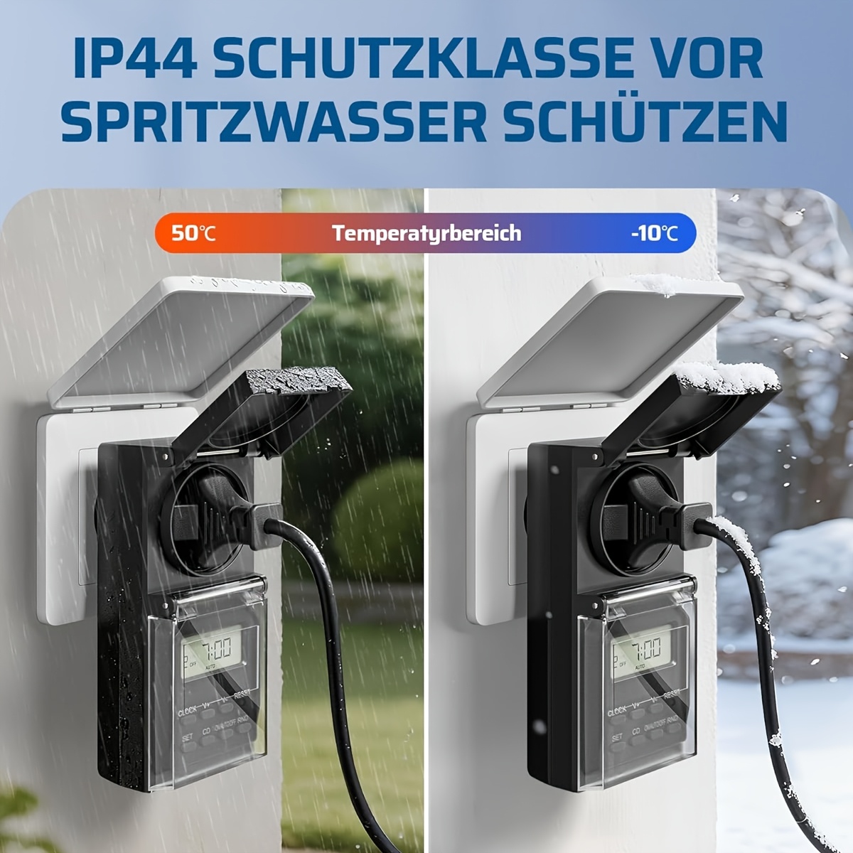 ts-ed204 eu standaard   bedekte elektronische timer met led kleinscherm en 8  pen (klok , cijfer invoeg , cijfer vermindernop, willekeurige functie  , automatische schakel , automatische schakel  voor zomertijd systeem)