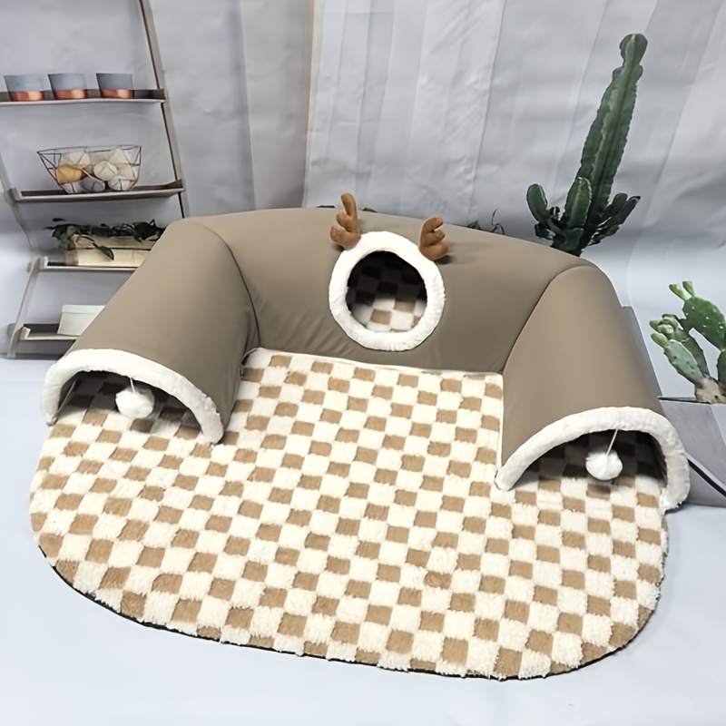 

Christmas -shaped Cat Tunnel - Interactive With Non-slip Bottom, Washable Polyester Mattress For Cats, Rabbits, - Ideal Gift For Small To Medium Pets