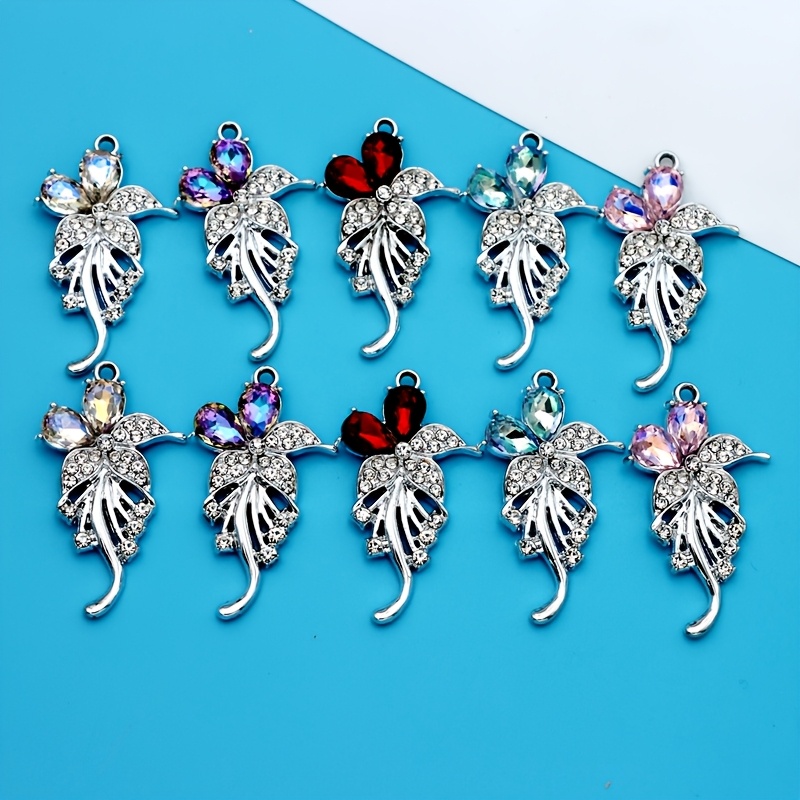 10pcs Dazzling Flower Pendant Mix for Jewellery Making