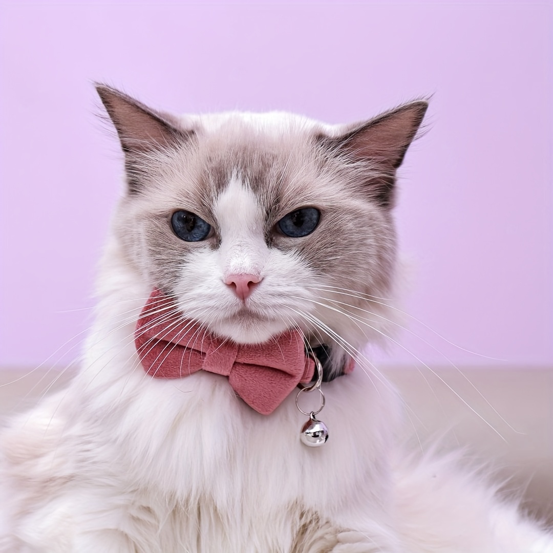 adjustable plush cat collar with detachable bowtie comfortable   neck short long collars   for small cats and dogs pet collar accessory     fabric collar Product details 1