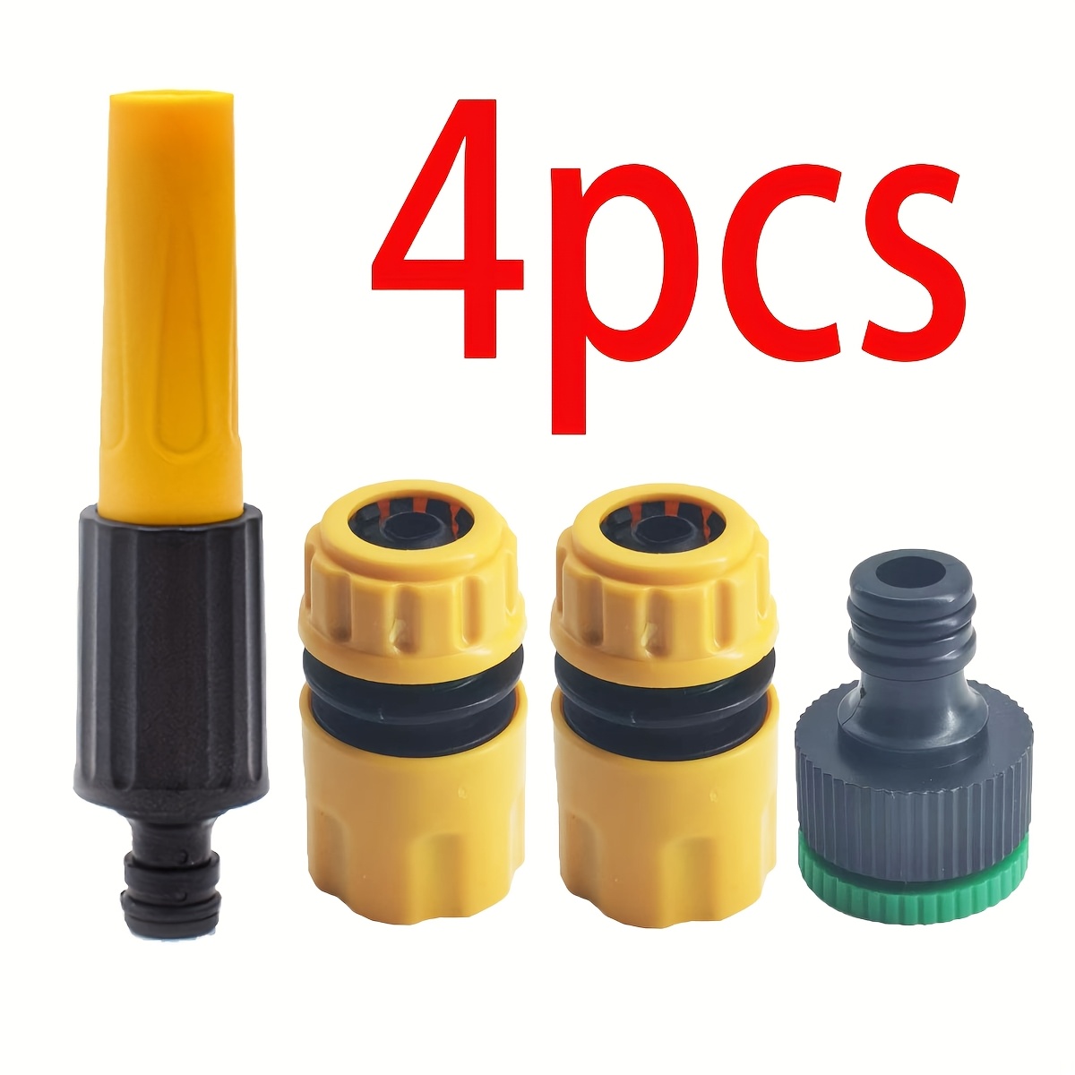 TEMU 4pcs Water Gun Quick Connect Set, Adjustable Water Flow With 360 ° Rotation, Gardening Watering Repair Irrigation Quick Connect And Accessories,