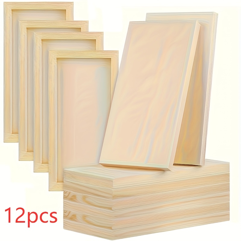 TEMU 6pcs Set/12pcs Set/24pcs Set Unfinished Rectangular Wooden Craft Trays - Diy Handmade Wooden Trays For Painting, Dyeing, 3d Puzzles, And Art
