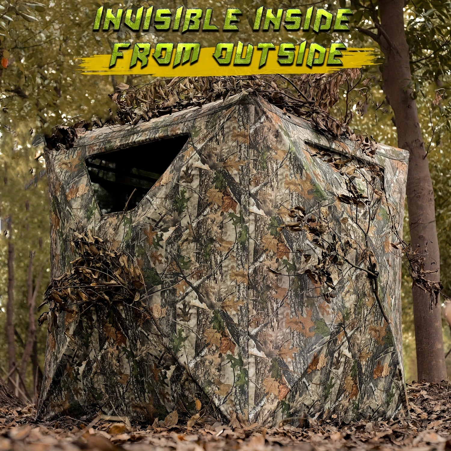 

Outdoor Blind 270 Degree See Through Tent With Carrying Bag, 2-3 Person Pop Up Ground Blinds, Portable Durable Tent For Deer & Turkey Hunting