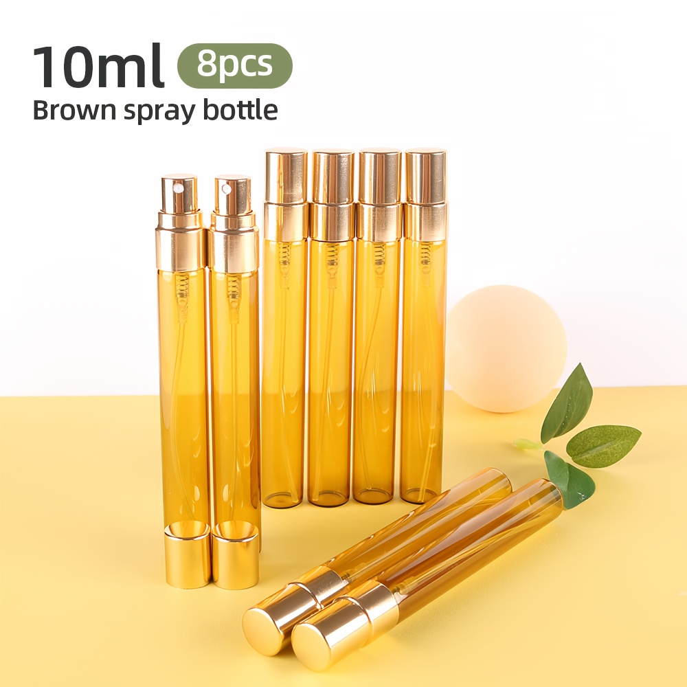 TEMU 8pcs 2ml/3ml/5ml/10ml Perfume Dispensing Bottle, Mini Portable Spray Bottle, Amber Light-proof Glass Container Bottle, Sprayer, Suitable For:
