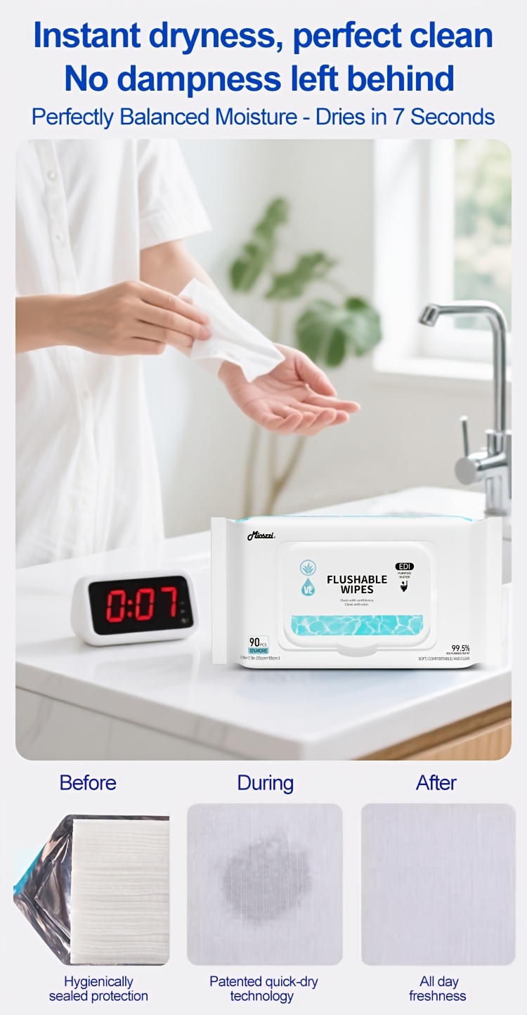 MIOSZZI Thickened Butt Wipes, Flushable Wet Wipes, XL Size Toilet Paper, No Alcohol, Quick-Dispersing, Unscented Toilet Wipes, Personal & Household Cleaning Wipes, Family Size, Local Warehouse