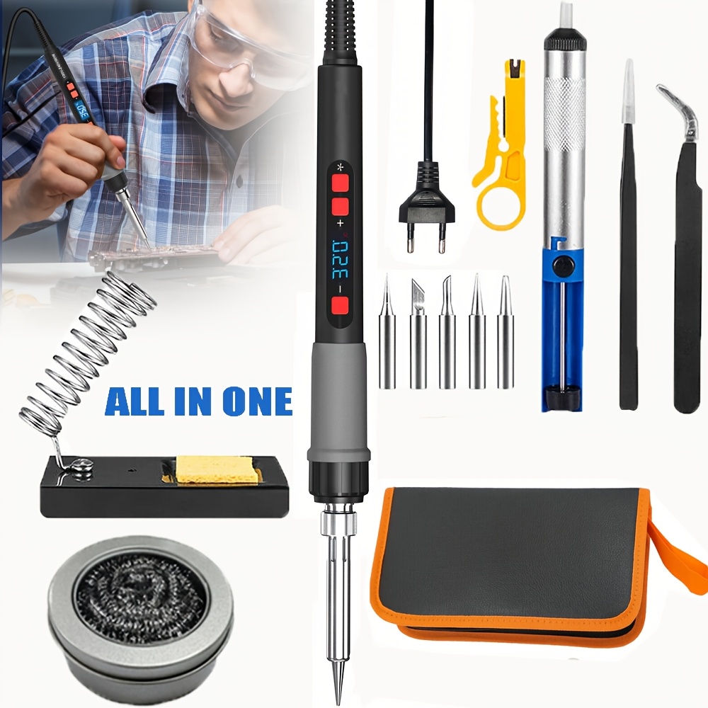 Ilibilib 13in 1 Soldering Kit, 90w Lcd Digital Display Adjustable Temperature Soldering 180 To 500°c, Temperature Fast Heating Smart Soldering Kit For Welding Diy Repair