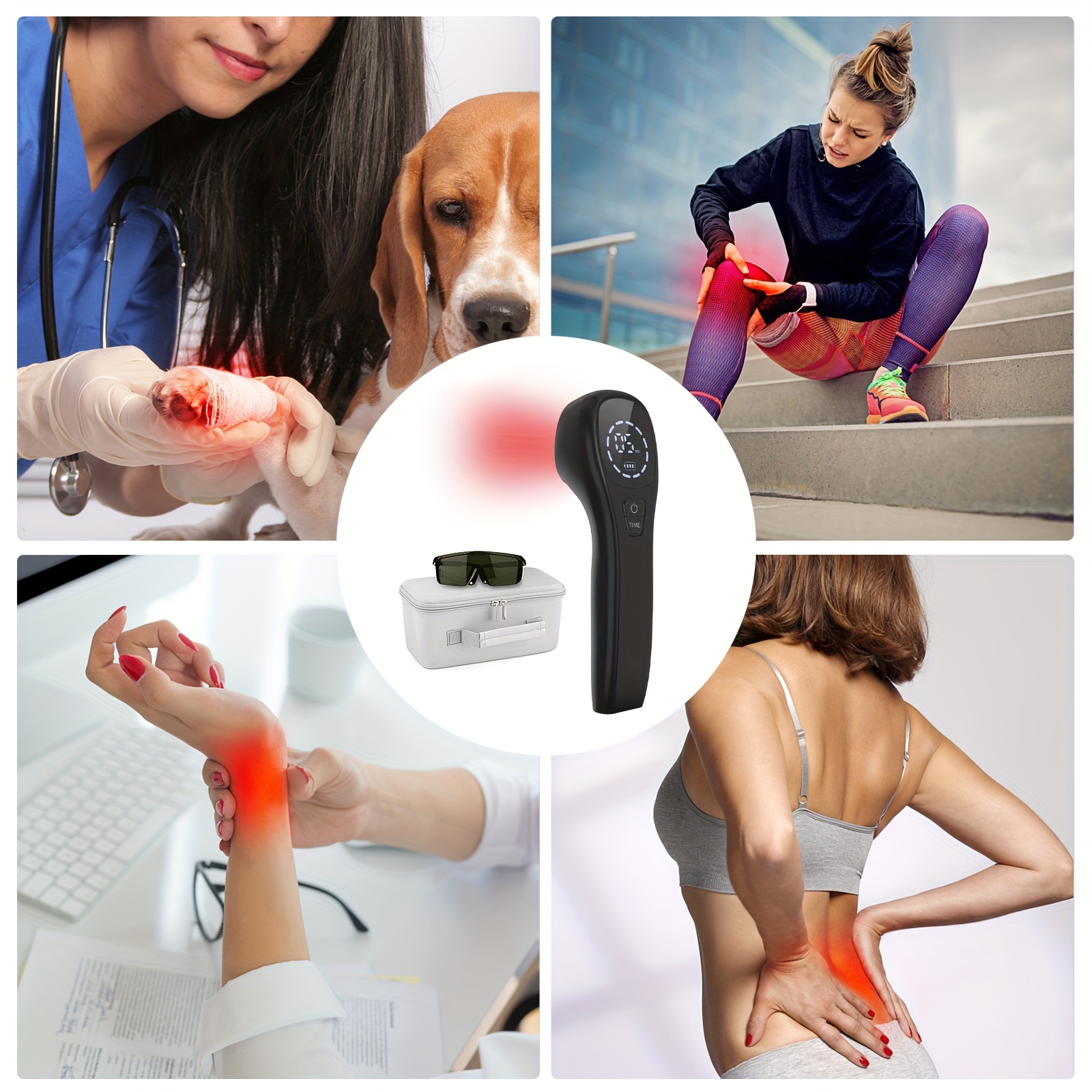 Handheld Device 12pcs 650Nm And 2pcs 808Nm Lamps for Men And Women Neck Shoulder Back Arm, Leg Joints, Also for Pets