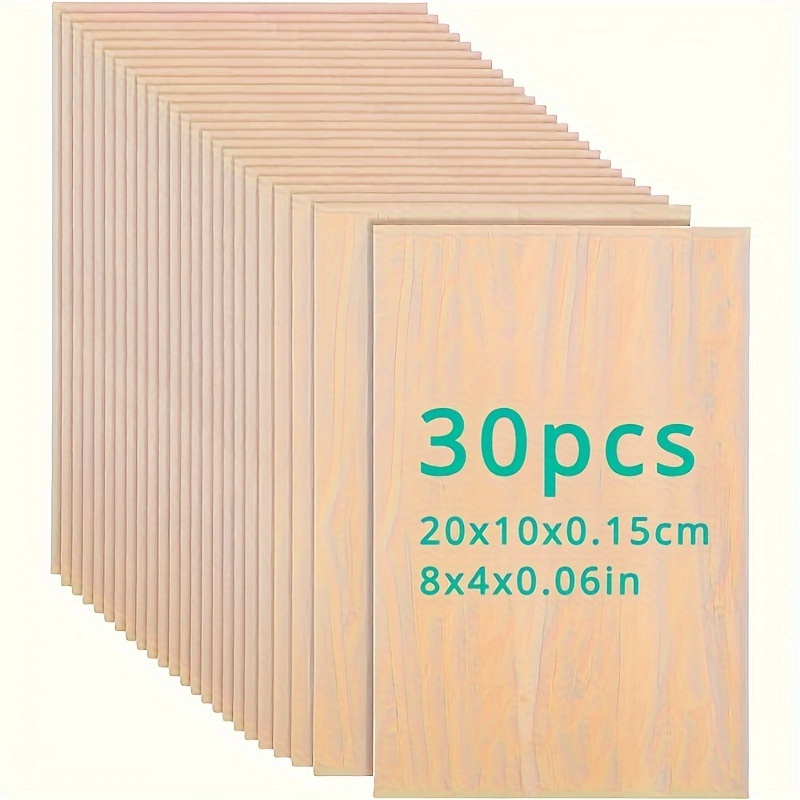 

30pcs Basswood Sheets For Crafts - Premium Smooth Unfinished Wood Board For Diy Projects, Painting, Writing, And Model Building - And Easy To Work With - Ideal For Artists And Crafters