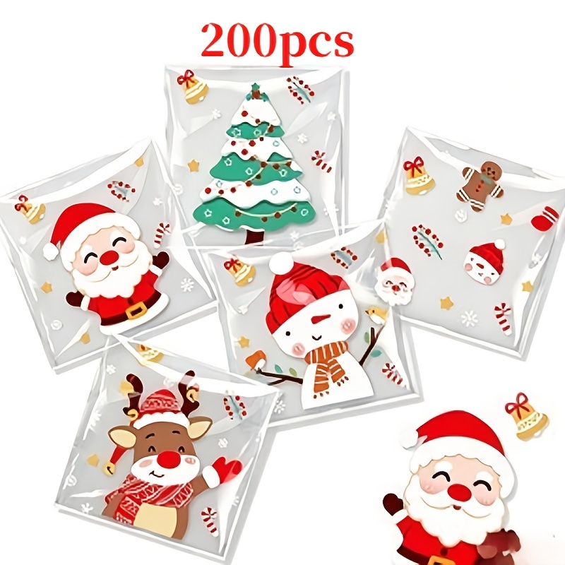 TEMU 200pz Sacchetti Regalo Autoadesivi, Plastica Durevole e Riutilizzabile, Design Natalizi e di Halloween, per Conservazione di Gioielli e Regali,