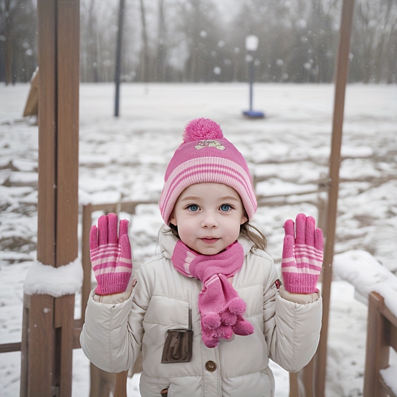 

[ ] 3pcs Set Of , Hat And Gloves A Small , Embroidered Bear, Brimless Hat, And , , Ear , Knitted Hat Set, Suitable For Men And Women, , Suitable For And
