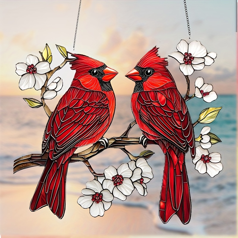 

1pc Valentine's Day Birds Suncatcher - 8.7" X 8" Acrylic Window Hanging Decor, Animal Themed Garden Plaque, Ideal For Office, Patio, Bedroom, Living Room, Balcony, Perfect Gift And Women