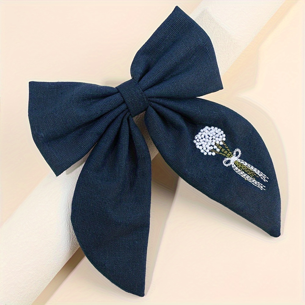 1pc Floral Embroidered Hair Bow Clip Designed for Women, Featuring an Elegant Barrette That Prevents Slipping, Inspired by French Style, Suitable for And Women