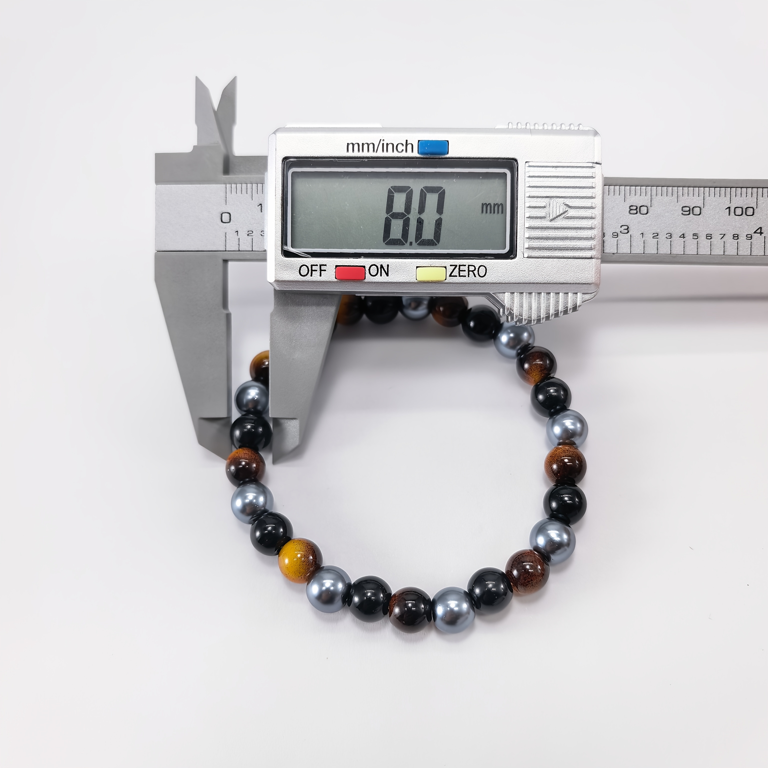 Three Types of Stones Bracelet: Tiger's Eye, Obsidian, Black Stone