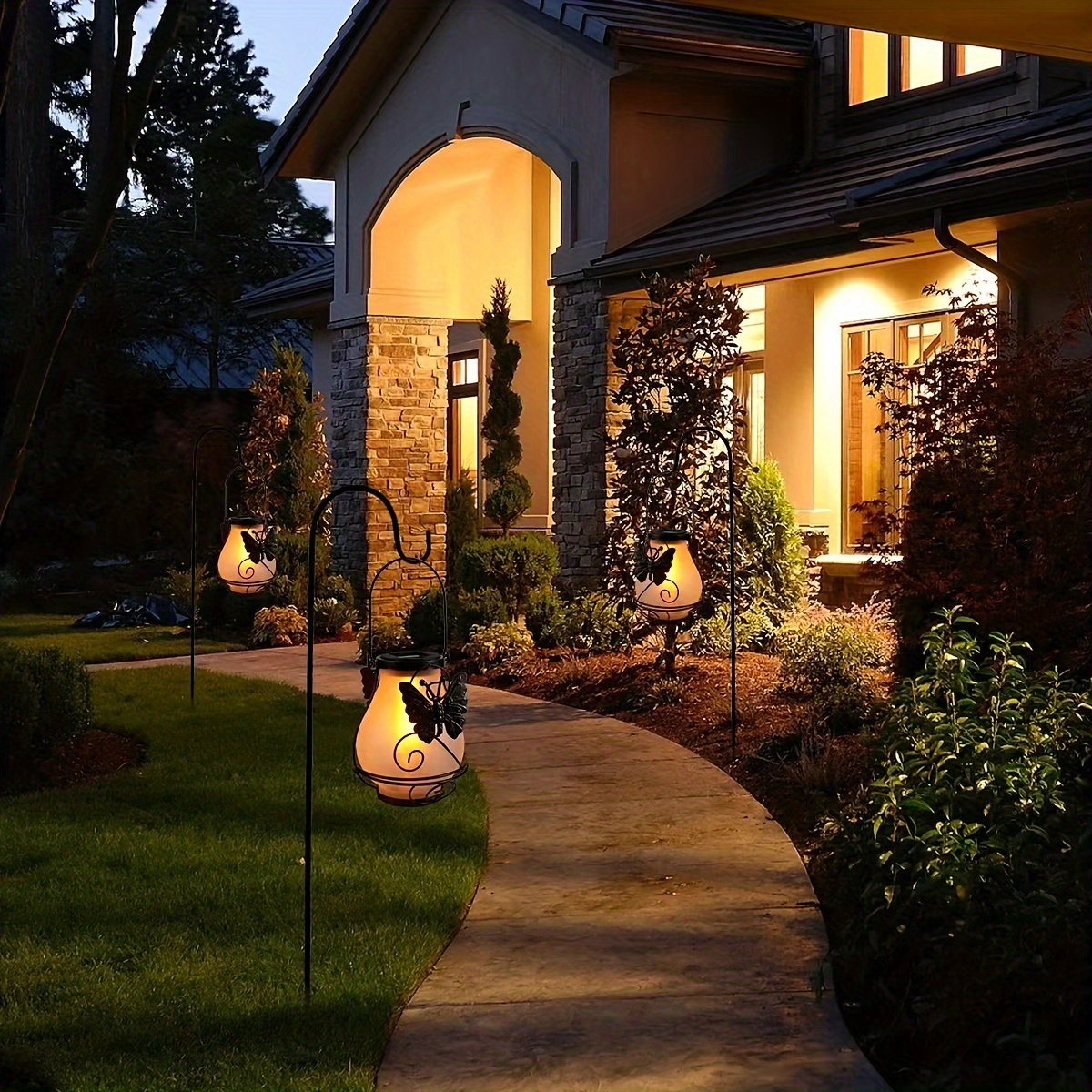その他 m Dragonfly Patio Lights Solar Outdoor Hanging Lanterns
