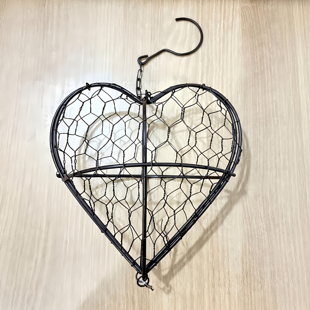 Heart-shaped Wall-mounted Flower Pot - Indoor, Bird Outdoor. Seasonal Bird Care Essential, Heart Shaped Metal Nesting Fiber Holder, Ideal For Outdoor And Garden Use