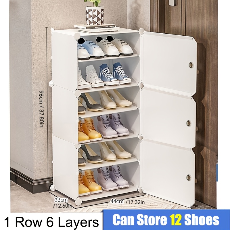 TEMU Meuble à chaussures extensible avec porte, rangement portable pour bottes, pantoufles et chaussures, grand meuble à chaussures, étagère à