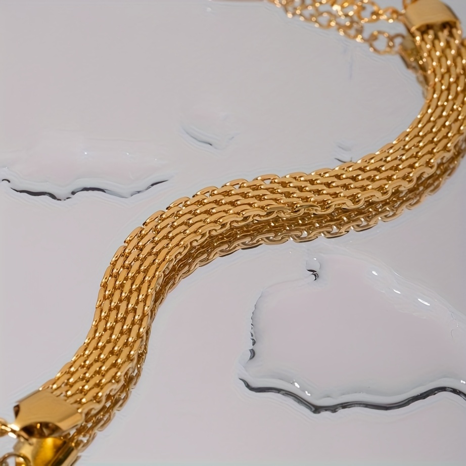 Image of A 316l Stainless Steel Retro Trendy Metal Chain Bracelet Women's Creative Woven Fashion Cuban Bracelet Men's And Women's Bracelet, For Gift Banquets And Parties