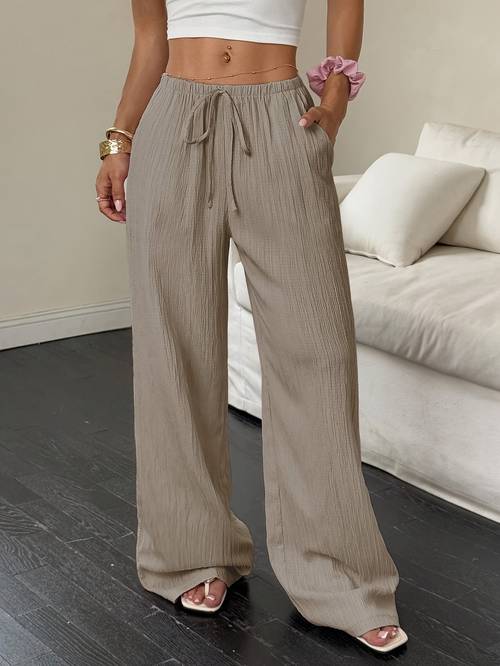 womens elegant wide leg pants non transparent trousers machine washable everyday formal pants for women office parties casual outfits year round neutral party attire nontransparent fabric versatile lightweight trousers stylish
