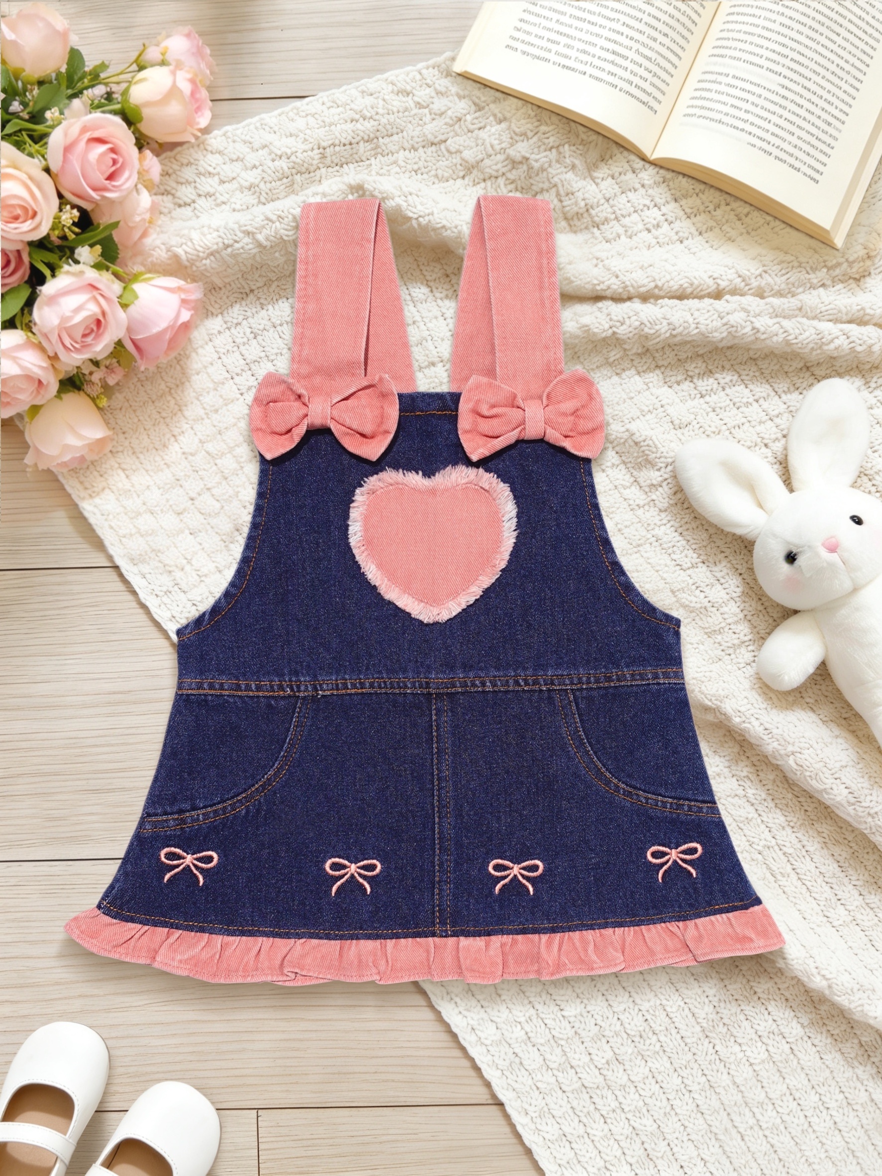 white christmas dresses Girls Overall Dress in Navy Blue 3T main image 1