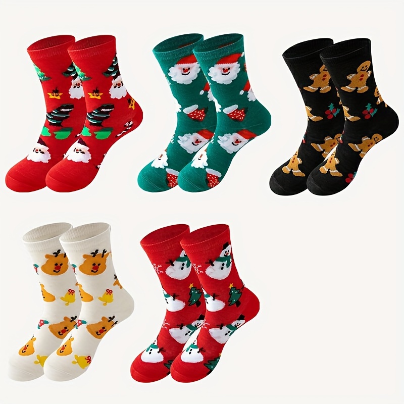 

5/10 Pairs Of Men's Cartoon Style Printed Socks, Comfortable And Cute Mid Tube Socks, Men's Long Tube And Interesting Mid Tube Socks, Suitable For All Of Men's Socks