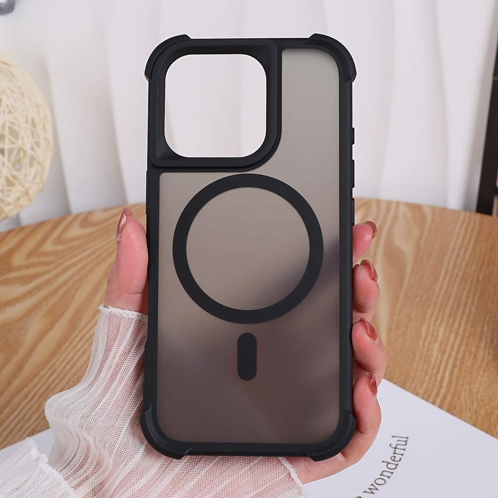 Phone Case: Luxury Matte Clear Four-Corner Skin-Feel Magnetic Phone Case for iPhone 16 15 14 13 12 11 Pro Max Plus Soft Back Cover