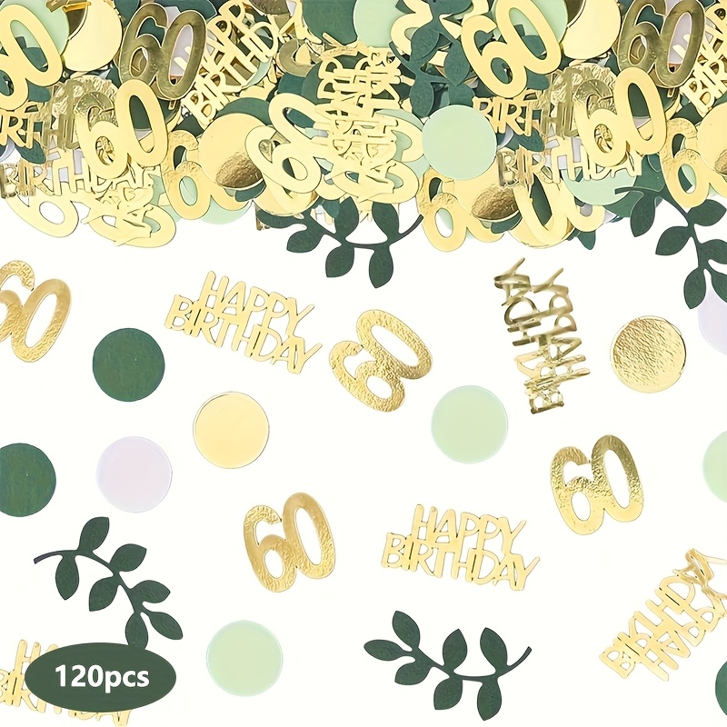 Image of 120pcs Of Sage Green Glitter Golden Confetti For A 60th Birthday Celebration - Suitable For 60th Anniversary Parties And Table Decorations For 60th Birthday Parties