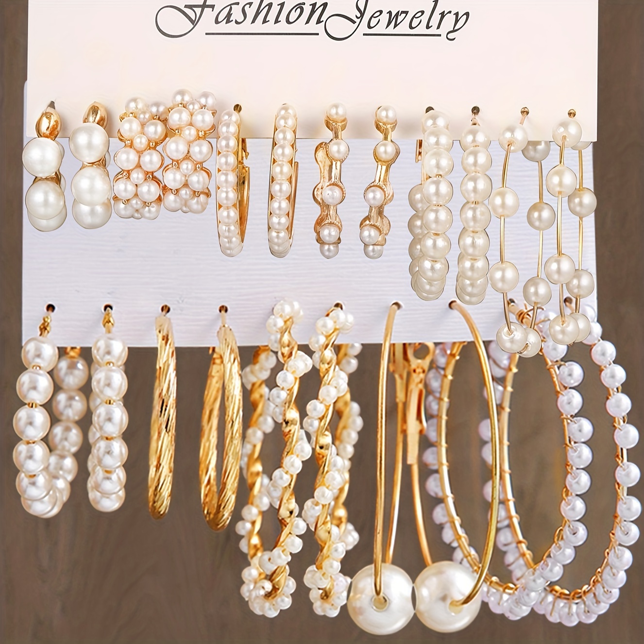 

12/10pcs Vintage Elegant Pearl Twisted Hoop Earrings Set, Zinc Alloy With Stainless Steel Posts, For & Gift-, Ramadan