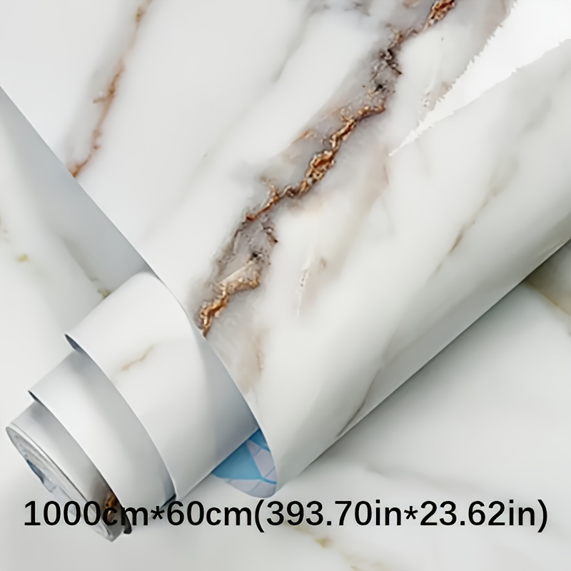 Image of 1 Volume, White Jade Marble Texture Self-adhesive Wallpaper, Used For Countertop Cabinets, Living Room Bedroom, Room Decoration, Kitchen Decoration, Furniture Decoration