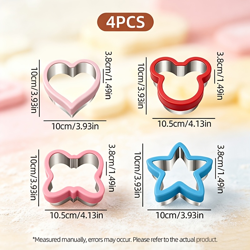 TEMU Juego de 4 cortadores de sándwich, molde para sándwich, cortadores de galletas reutilizables - Duraderos y fáciles de limpiar, protección para ,