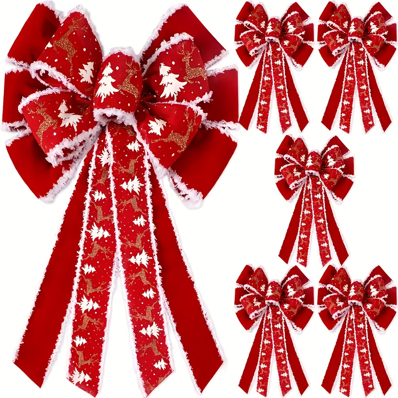 

Christmas Wreaths Bows 2- - Large 26x12 Red Pattern, Decor, No Supply Needed, -free