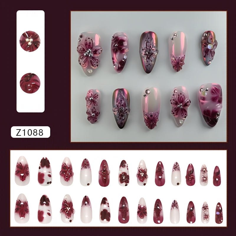 E-shop Abnehmbare 3D-Nagelspitzen im französischen Stil mit Eisblumen, süß, cool, , vielseitig, europäischer amerikanischer INS-Stil