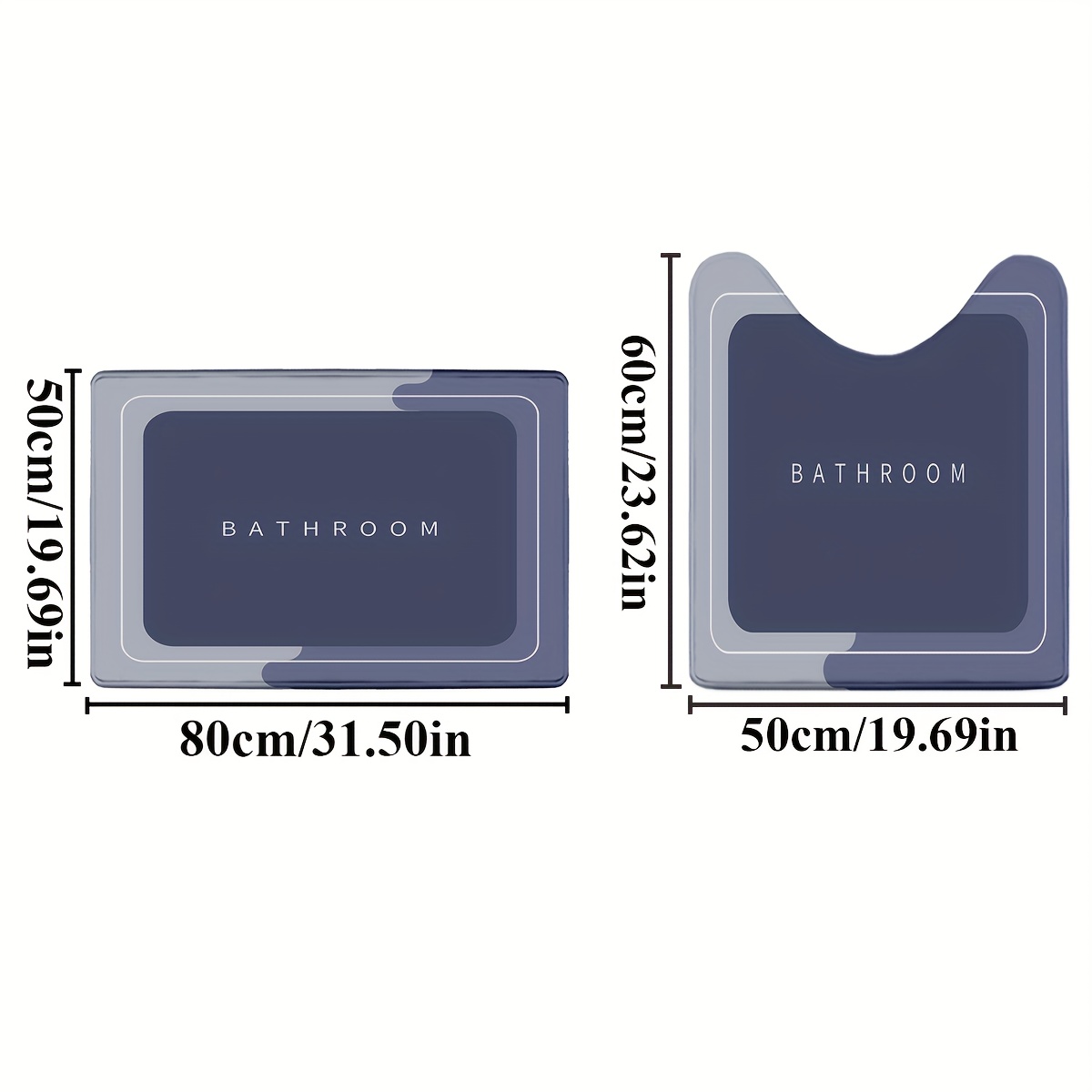 TEMU 2pcs/set Retro Minimalist Printed Bathroom Protective Pad Set, Bathroom Floor Pad Set, Home Decoration (1.2cm Thick Sponge)