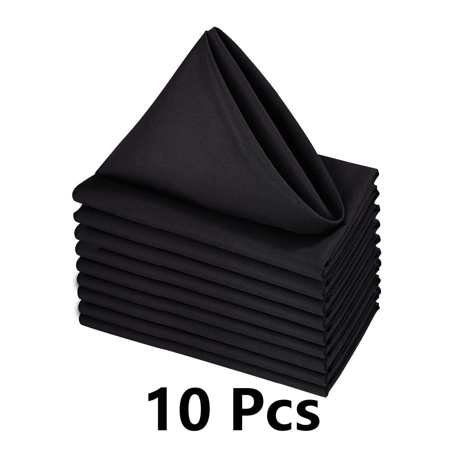 10pcs White/black Square Polyester Cloth Napkins, Washable And Reusable, Sizes: 17/20 Inches (43/50 Cm), For Hotel, Wedding, Restaurant, Birthday, Party, And Baby Shower