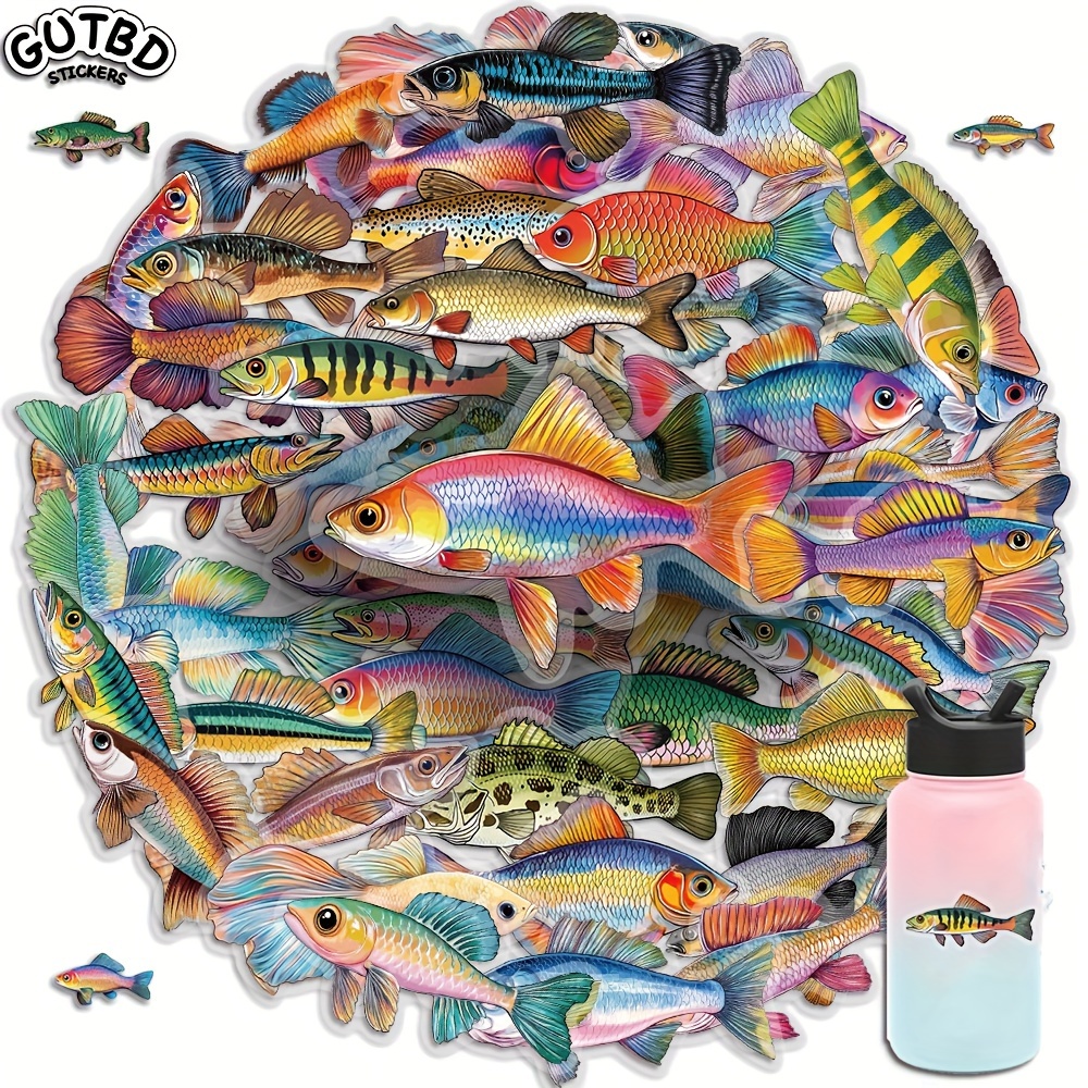 

Gutbd 50pcs Fish Animal Stickers Fun Incentive Sticker Cute Pattern Animals Cartoon Decals School Teacher Supplies Gift