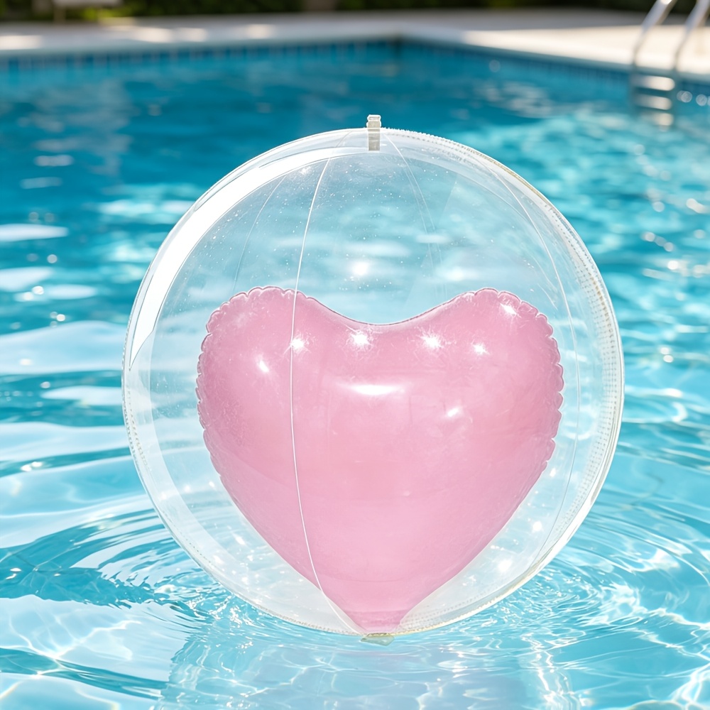 1 Inflatable Heart-shaped Ball A Ball, Pvc Material Beach Ball