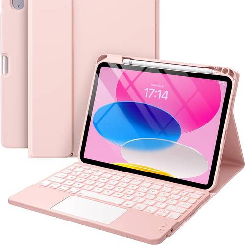 backlit touchpad keyboard with pu leather case for tablet protection compatible with ipad air 4 9 and ipad 10 11th 16 featuring a touchpad with pencil slot keyboard ideal for christmas halloween thanks and birthday gift