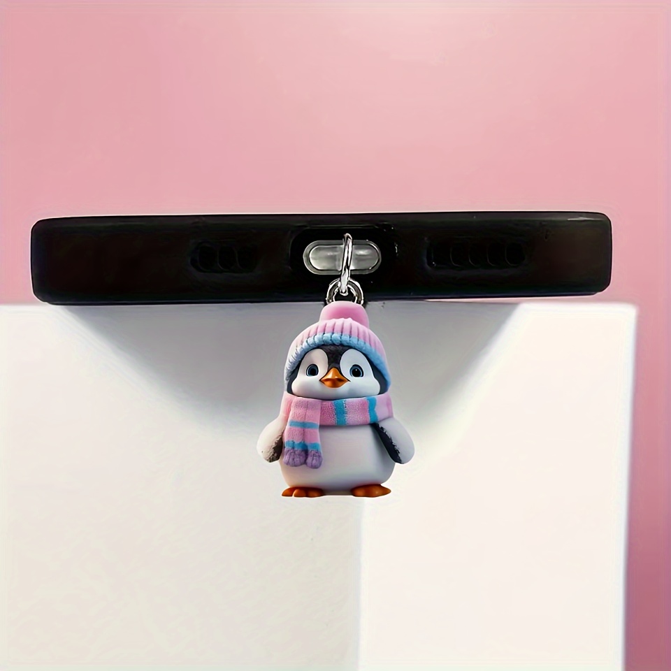 

1pc Cute Penguin Christmas Theme Mobile Phone Dust Plug: Suitable For Iphone/type-c For Connector -acrylic