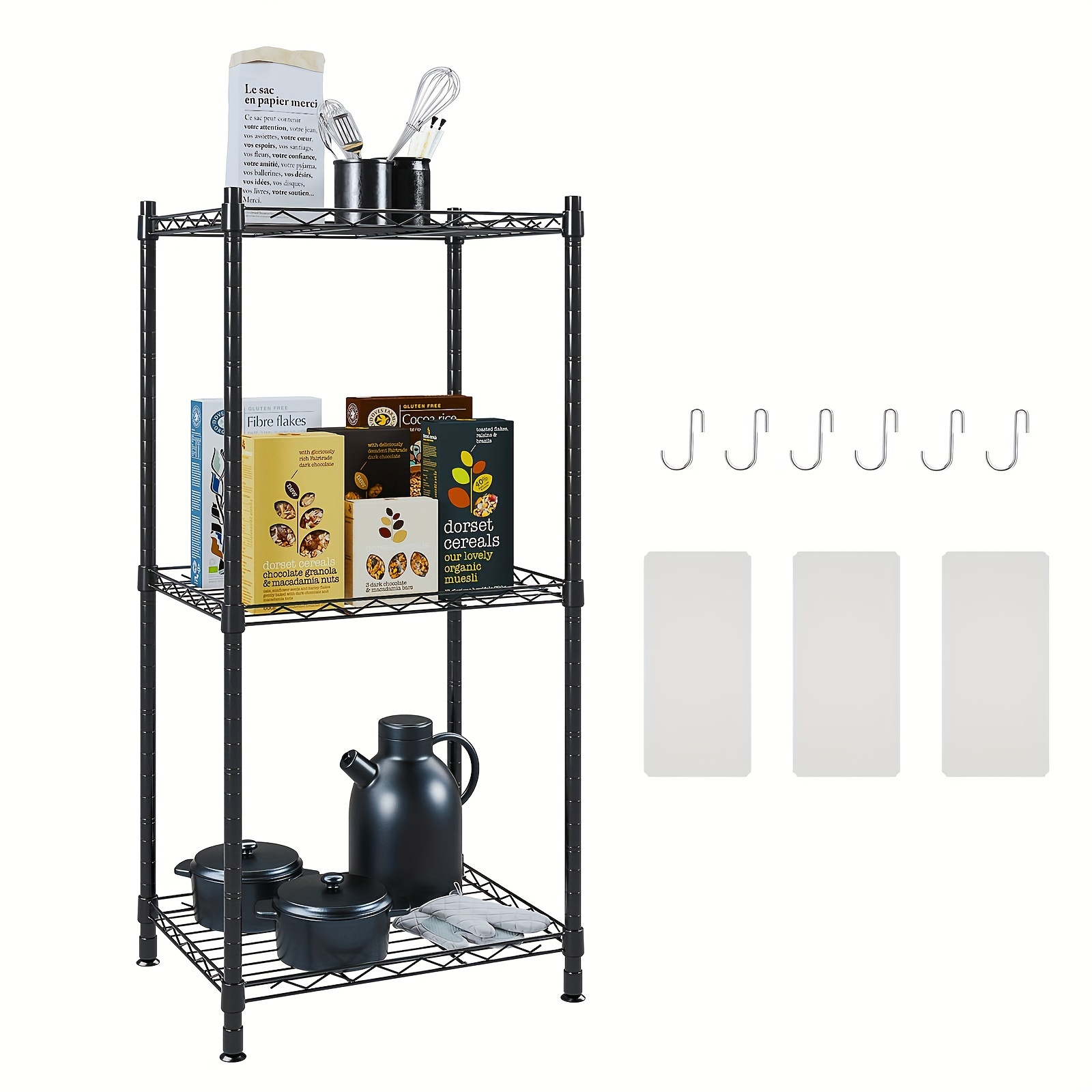 

3-tier Wire Shelf, Height-adjustable Storage Racks And Shelving, Metal Rack Shelving, Narrow Storage Rack For Laundry Bathroom Kitchen Pantry Closet (22.24"l X 13.78"w X 33.46"h)