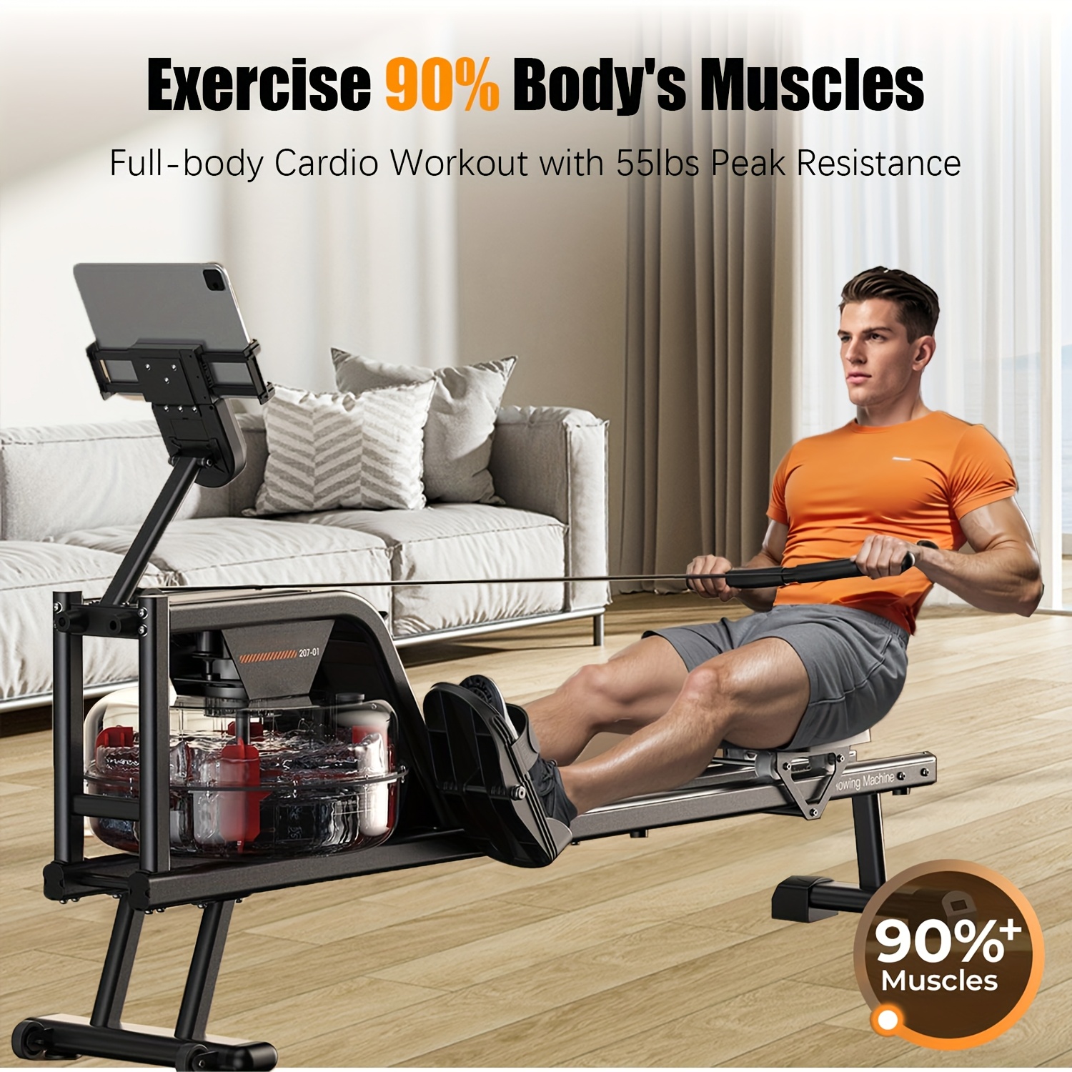 [Magnetic Rowing Machine] SRIFY Heavy-Duty Full-Body Magnetic Rowing Machine - Silent Glide Technology, Comfortable Padding, Foldable Frame - 350LBS Weight Capacity For Home Gym Workouts, Compact Design, Full-Body Training, No Battery